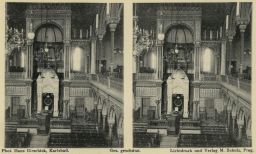Karlovy Vary, synagoga, interiér, stereofotografie
