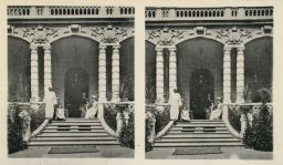Karlovy Vary?, společnost u schodů, stereofotografie