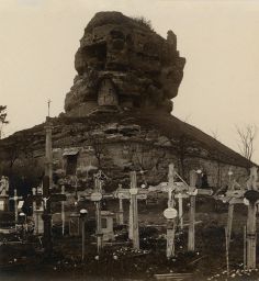 Jestřebí, hřbittov a zřícenina hradu, polovina stereofotografie
