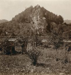 Maloskalsko, železniční trať u Malé Skály, polovina stereofotografie