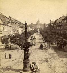 Václavské náměstí od Můstku, polovina stereofotografie