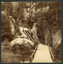 Adršpašské skály, polovina stereofotografie
