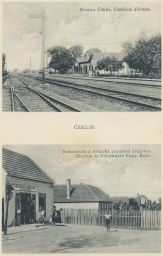 Železnice nádraží potravné družstvo Čeklís Bernolákovo foto Brunner