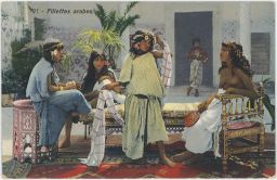 Akt erotika Fillettes arabes, Halbnackte Araberinnen an einer Liege