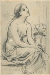 Akt erotika kresba uhel Puvis de Chavannes Femme Assise