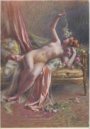 Akt erotika nahota dívka s růžemi D. Enjolras Salon de Paris