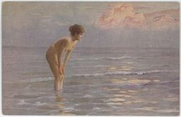 Akt erotika nahota koupel v moři E. Schneider Am Meeresstrand Amag Kunst