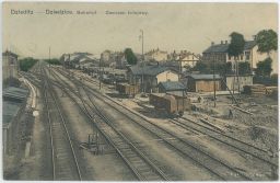 Železnice nádraží Dziedzice Dzieditz Polsko 1914