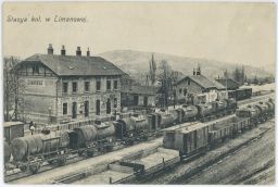 Železnice nádraží cisterny Polsko Limanowa 1915