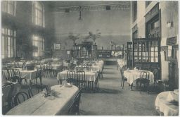 Interiér nádražní restaurace v Českých Budějovicích 1917 Prošlo poštou + známka.