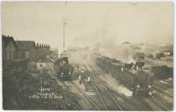 Železnice nádraží dílny Louny 1908