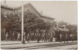 Železnice nádraží personál Náchod 1910