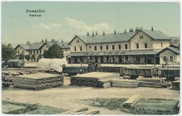 Železnice nádraží Domažlice sklad dřeva 1909