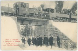 Železnice úzkokolejka Kamenice nad Lipou Jindř. Hradec Obrataň Pelhřinov 1897