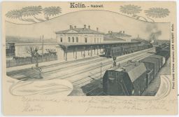 Železnice nádraží Kolín nakladatel Kubrt 1910