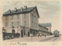 Železnice nádraží Plzeň Pilsen 1901