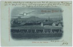 Železnice noční pohled na Brno z východu 1898