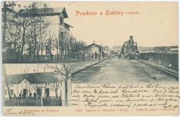 Železnice nádraží Leštiny restaurace Steiner 1899