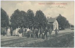 Železnice nádraží personál Jaroměřice Gewitsch Jevíčko Svitavy poštou 1908