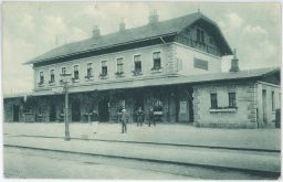 Železnice nádraží Praha Hostivař poštou 1922