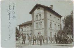 Železnice nádraží personál Praha Uhřiněves Aurinoves 1900