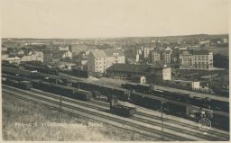 Železnice nádraží celkový pohled Praha Vysočany Foto-Fon 1927