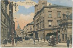 Železnice nádraží tramvaj povozy Hybernská Praha poštou roku 1912