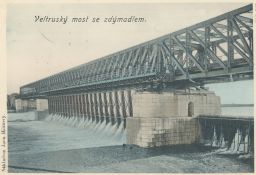 Železnice most zdymadlo Veltrusy Mělník nakl. Hilmera 1907