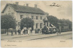 Železnice nádraží Lomnice nad Lužnicí Jindřichův Hradec nakl. Šimek 1904