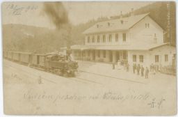 Železnice nádraží Doubí Březová Aich Pirkenhammer Karlovy Vary 1899