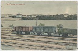Železnice nádraží vagony Čerčany Benešov 1914