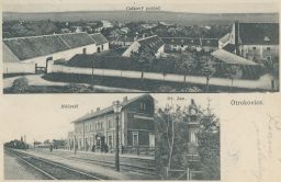 Železnice nádraží celkový pohled Otrokovice Zlín 1910