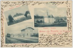 Železnice nádraží zámek Ropice Roppitz Frýdek Místek 1899
