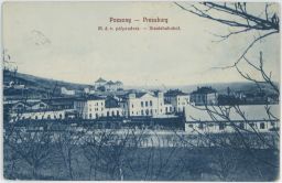 Železnice nádraží Pozsony Pressburg Bratislava panorama 1913