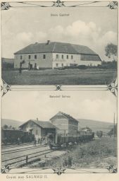 Železnice nádraží hostinec Želnava Salnau Prachatice