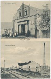 Železnice nádraží Slánskýho vinárna Jouzova továrna 1914