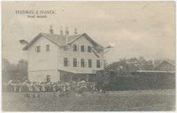 Železnice nádraží Ivančice Brno-venkov pravděpodobně první vlak oslava 1912