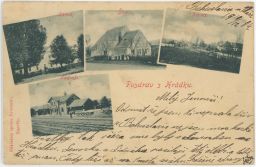 Železnice nádraží zámek škola náves Hrádek Vlárský průsmyk 1904