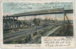 Železnice nádraží hutě doly nadjezd Ostrava 1904