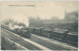 Železnice nádraží Gänserndorf Husník Rakousko 1907