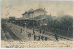Železnice nádraží Chlumec nad Cidlinou Hradec Králové 1903
