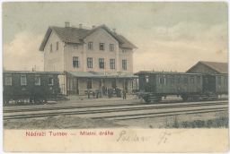 Železnice nádraží Turnov Turnau Semily kolorovaná