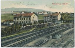 Železnice nádraží vodní jeřáb Čerčany Benešov 1911