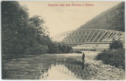 Železnice most Švarcava Tišnov Brno venkov mladík ve vodě 1915