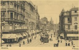 Tzv. Zlatý kříž - Václavské náměstí 1910