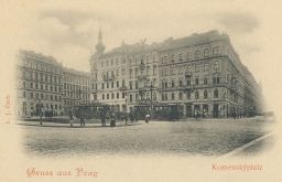 Praha Vinohrady Komenského náměstí nakl. Čech tramvaje