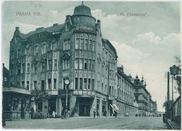 Praha Libeň Palmovka kavárna stanice el. dráhy hodiny 1916