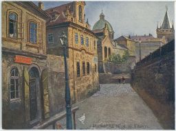 Platnéřská ulice, uprostřed kopule chrámu sv. Mikuláše