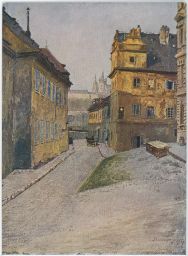 Platnéřská ulice u pivovaru Křižovníků