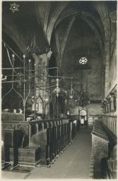 Prapor židů a gotická klenba ve Staronové synagoze